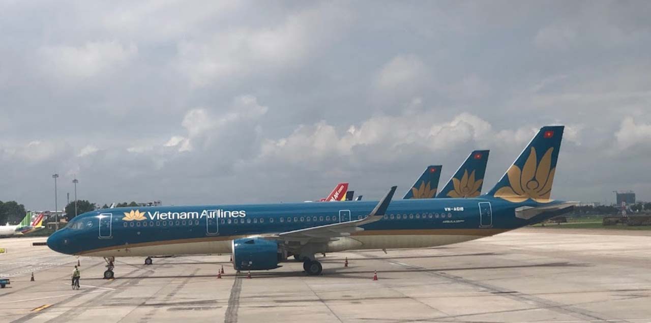 Máy bay hãng hàng không Vietnam Airlines tại sân bay Đà Nẵng